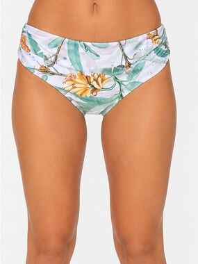 NWT PHAX Tropical Floral Bikini Bottoms White Banana Leaf Print Size M